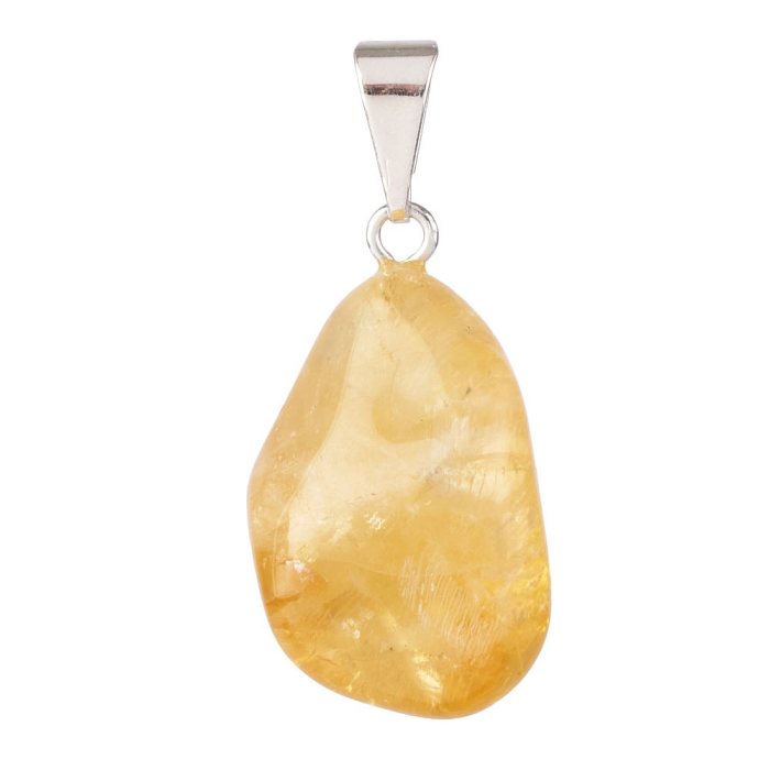 Citrine (heat treated) Tumblestone Pendant - Silver Plated Bail
