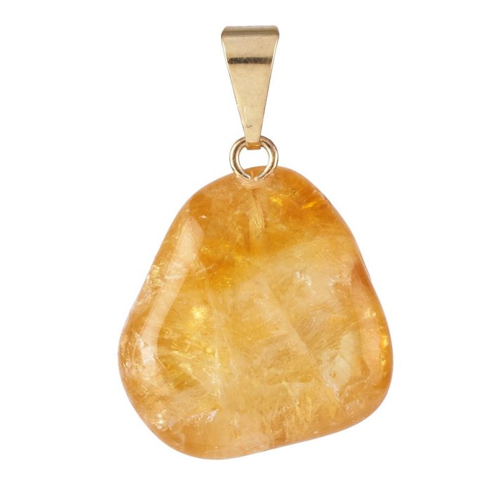 Citrine (heat treated) Tumblestone Pendant - Gold Plated Bail