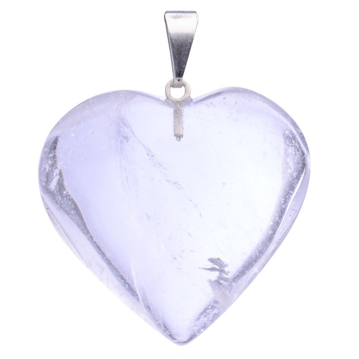 Quartz Heart Pendant - Silver Plated