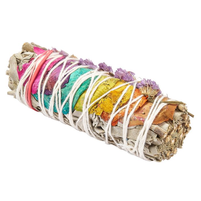 White Sage & Rose Petals Smudge Stick