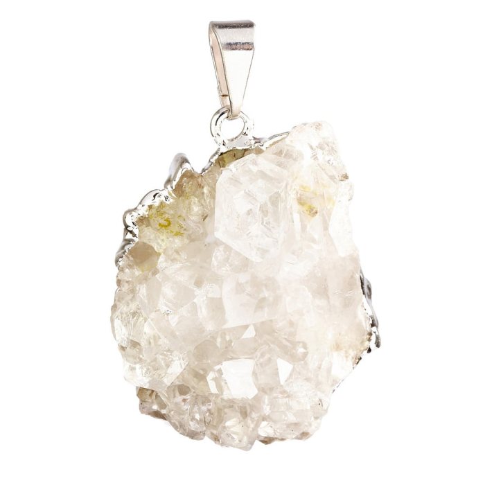Quartz Cluster Pendant - Silver Plated