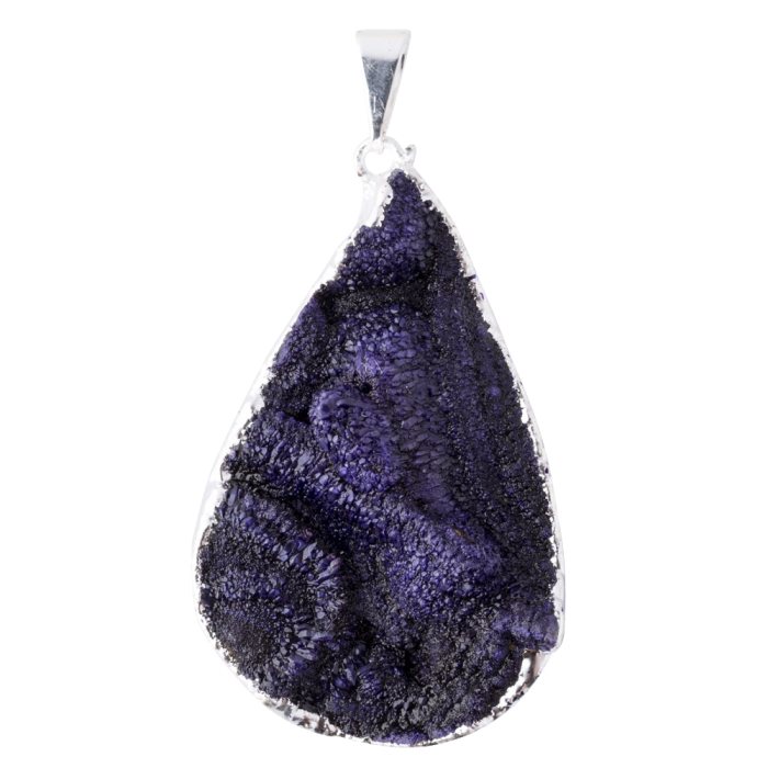Agate Druzy (Dyed) Pendant - Silver Plated