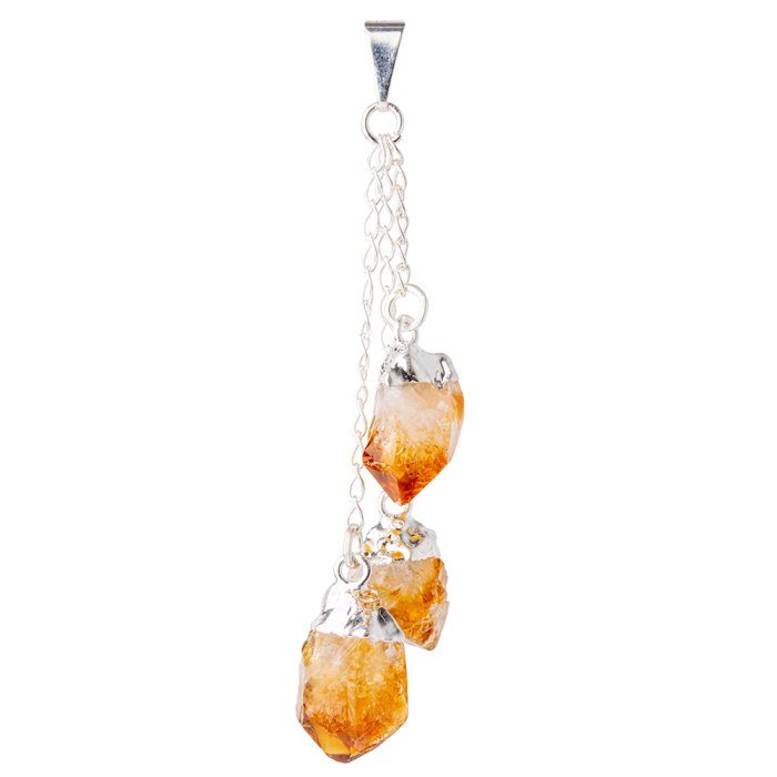 Citrine (Heat Treated) Charm Pendant - Silver Plated