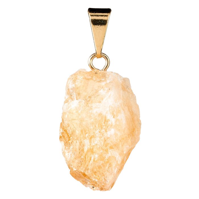 Raw Citrine Pendant - Gold Plated Bail