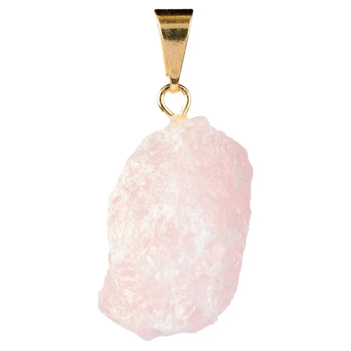 Pendant Rough Rose Quartz Gold Plated Pin & Bail 