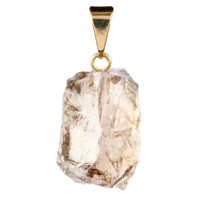 Smoky Quartz Rough Pendant, Gold Plated Bail 
