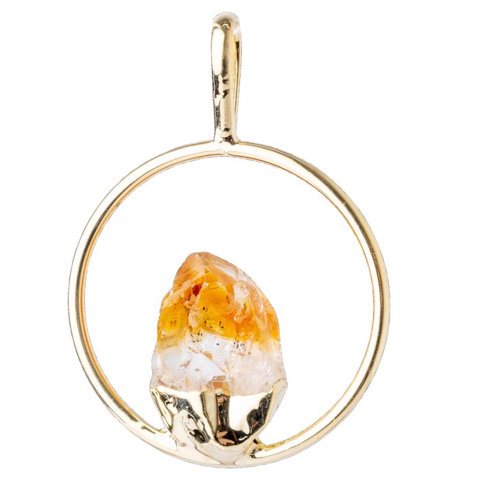 Pendant Ring  Citrine Heat Treated Point Gold Plated 