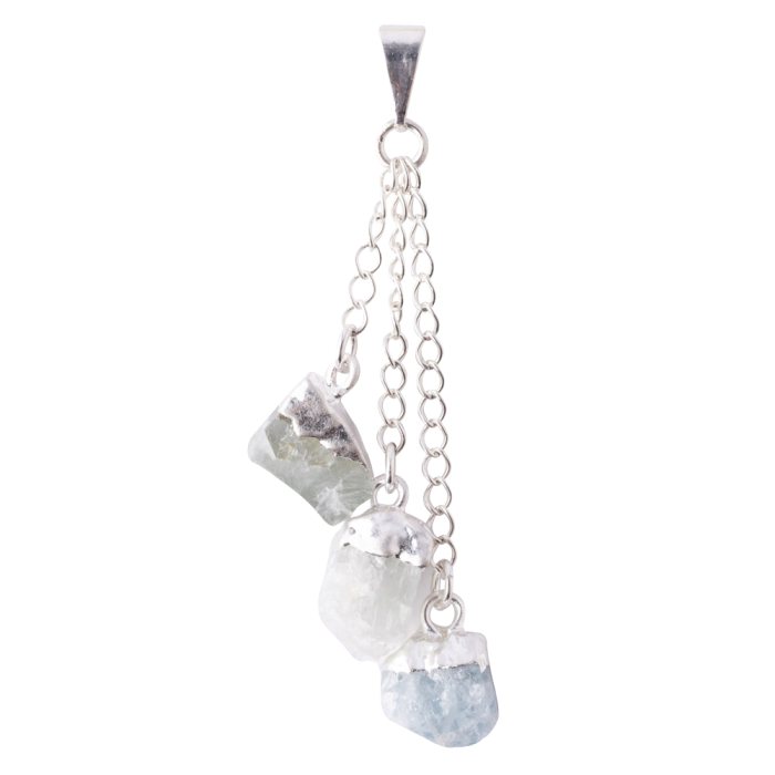 Aquamarine Charm Pendant - Silver Plated