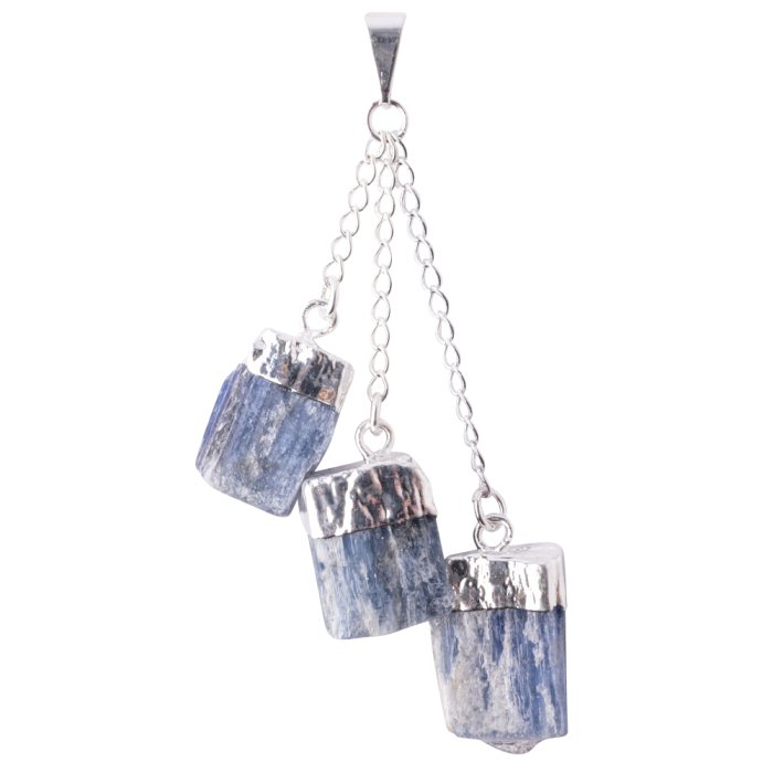 Blue Kyanite Charm Pendant - Silver Plated