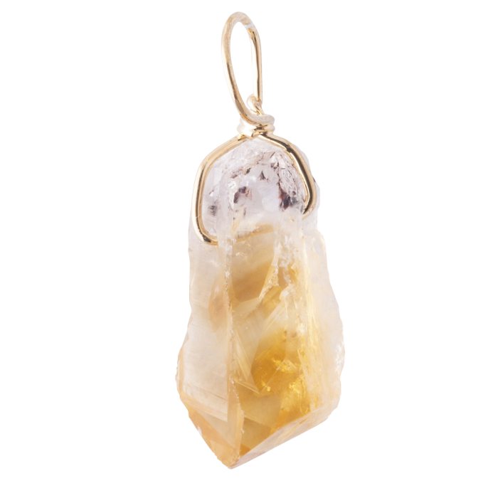 Citrine (Heat Treated) Point Pendant, Gold Plated 