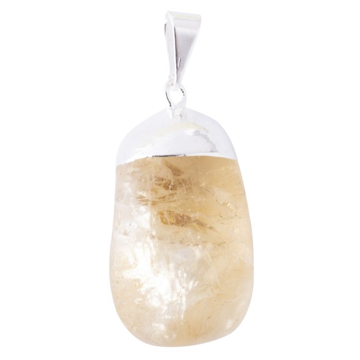 Citrine (Heat Treated) Tumbled Stone Pendant - Silver Plated