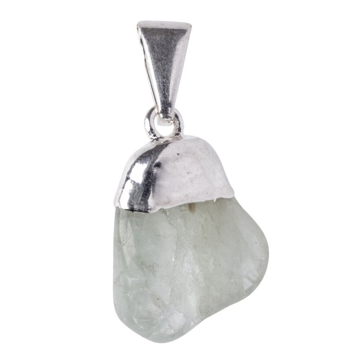 Aquamarine Tumbled Stone Pendant - Silver Plated
