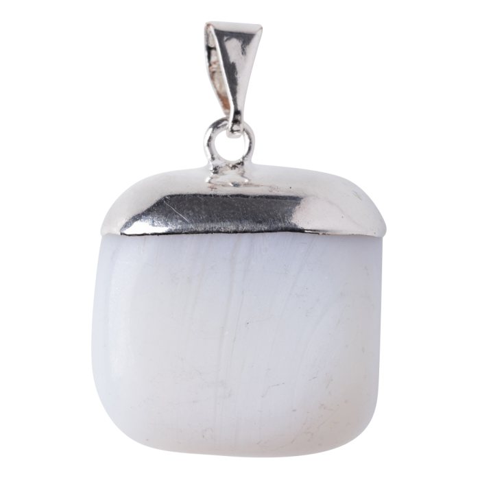Opalite Tumbled Stone Pendant - Silver Plated