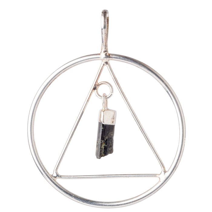 Triangle Circle Pendant - Silver Plated