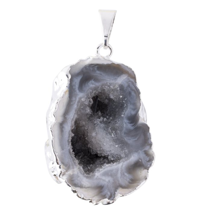 Half Geode Pendant - Silver Plated