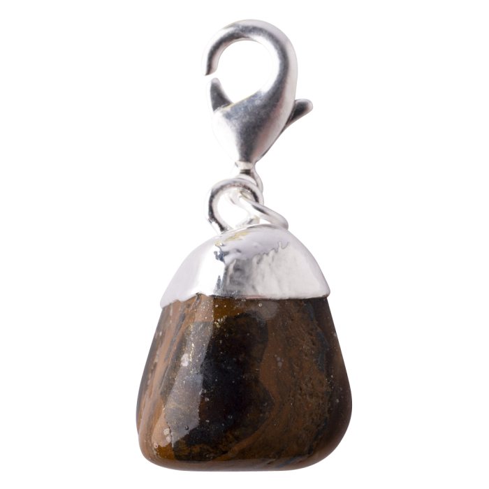 Mini Tumbled Tiger Eye Charm (Silver Plated)