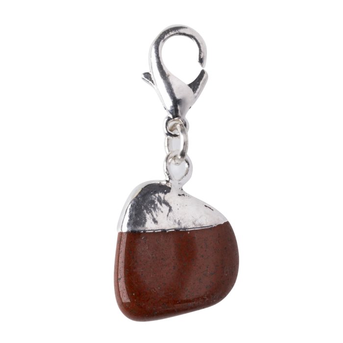 Mini Tumbled Red Jasper Charm (Silver Plated)