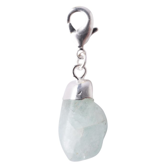 Mini Tumbled Aquamarine Charm (Silver Plated)