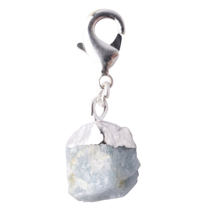 Mini Rough Aquamarine Charm (Silver Plated)