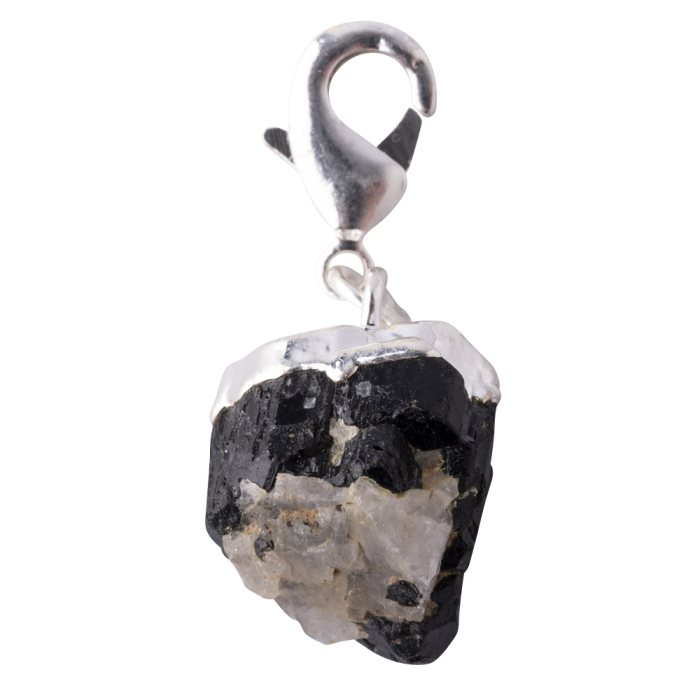 Mini Rough Tourmaline Charm (Silver Plated)