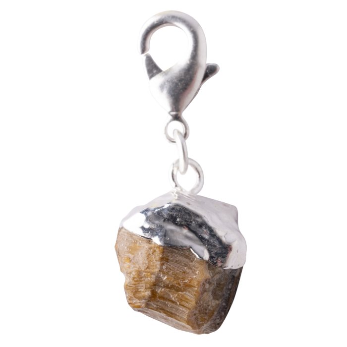 Mini Rough Tiger Eye Charm (Silver Plated)