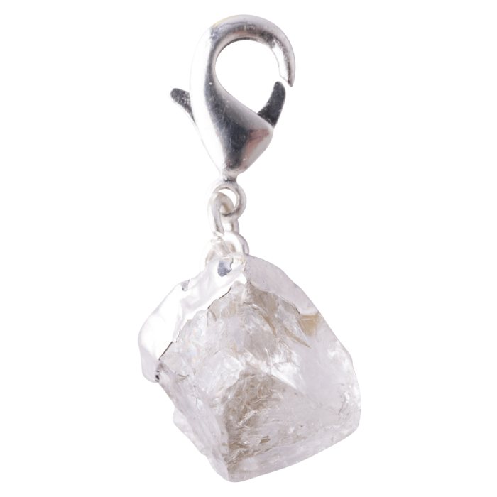 Mini Rough Clear Quartz Charm (Silver Plated)