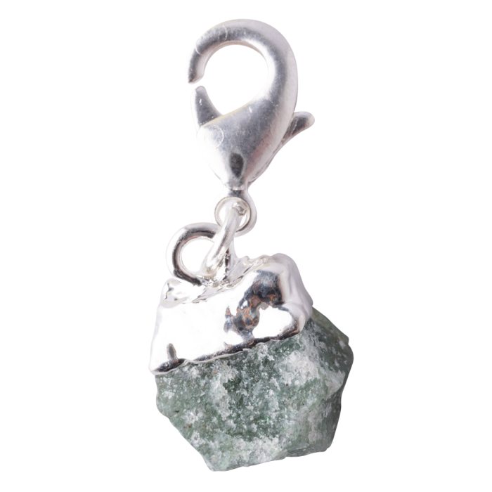 Mini Rough Green Aventurine Charm (Silver Plated)