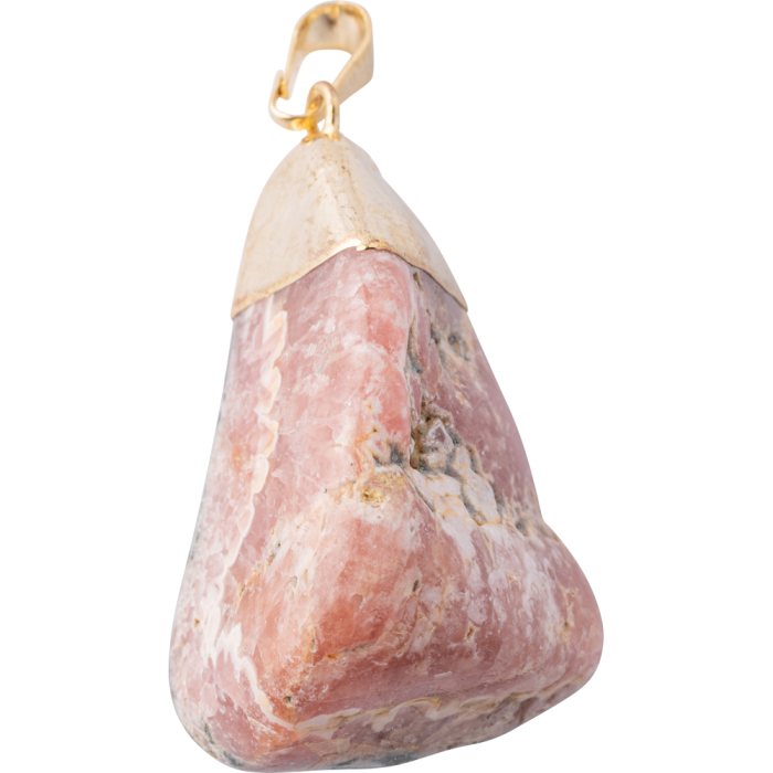 Rhodochrosite Large Tumbled Pendant Gold Plated 