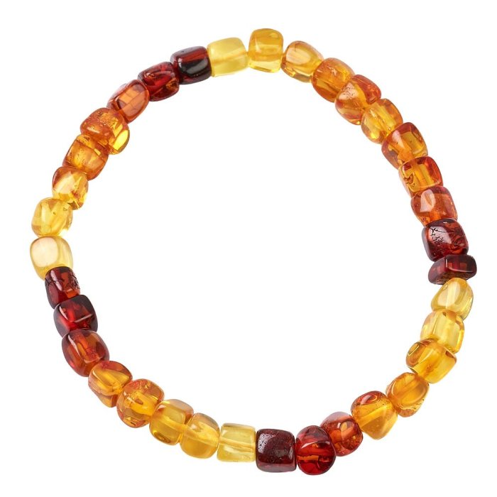 Amber 6mm Sugar Cube Bead Bracelet 