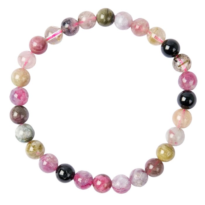 Lepidolite and Pink Tourmaline bead bracelet