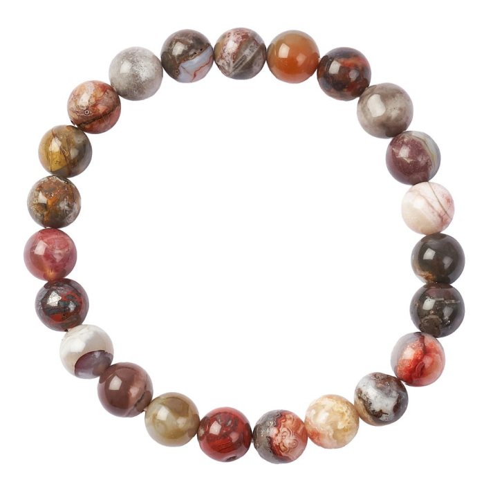 Mexican Crazy Lace Agate 8mm Bead Bracelet