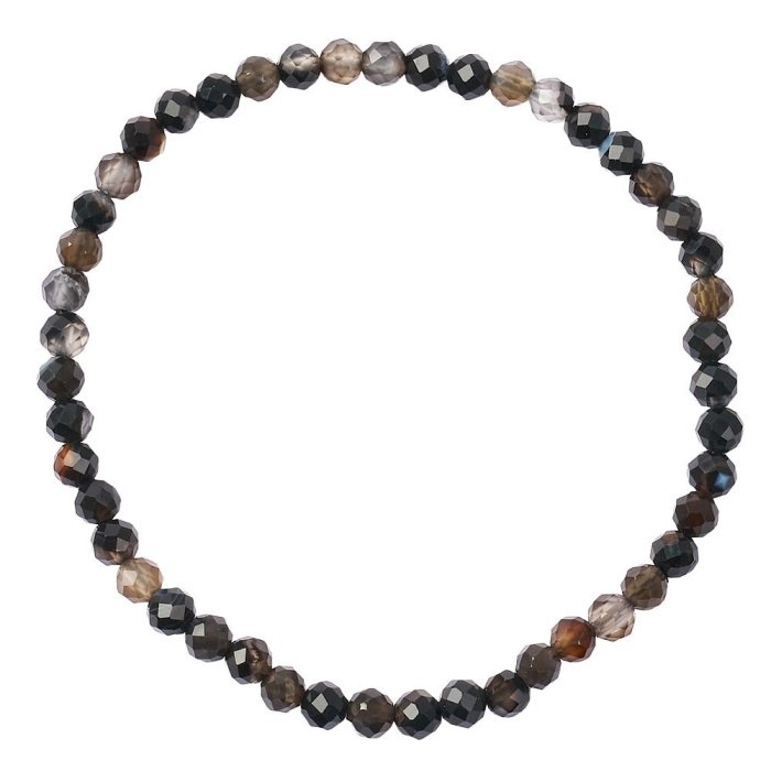 Black Agate 4mm Faceted Bead Stretch Bracelet