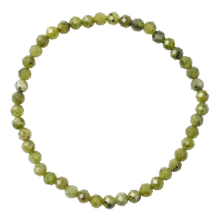 Nephrite Jade 4mm Faceted Bead Stretch Bracelet