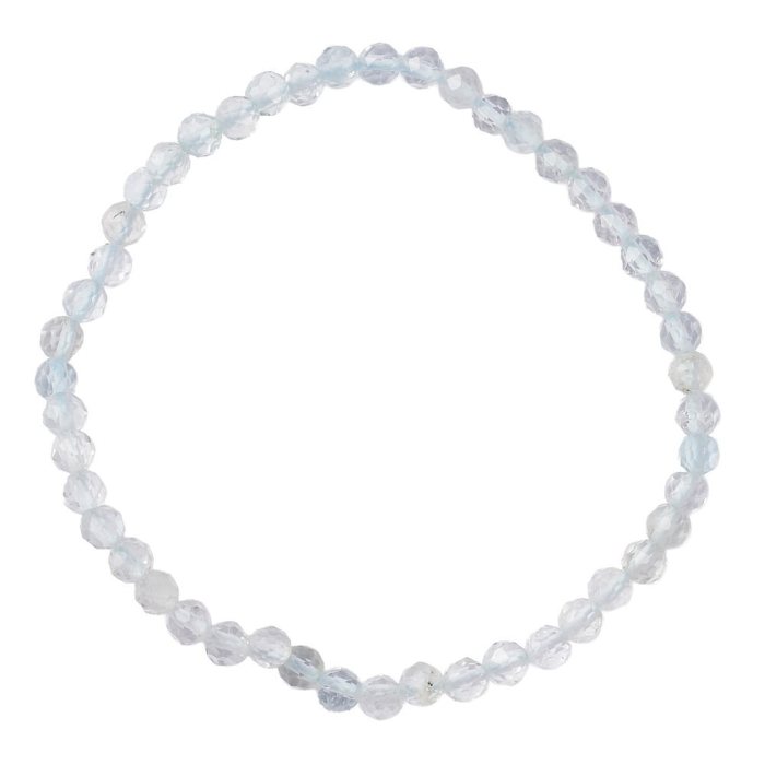 Blue Topaz 4mm Faceted Bead Stretch Bracelet