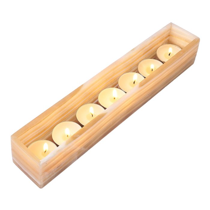 Amber Onyx Rectangular Tealight Holder
