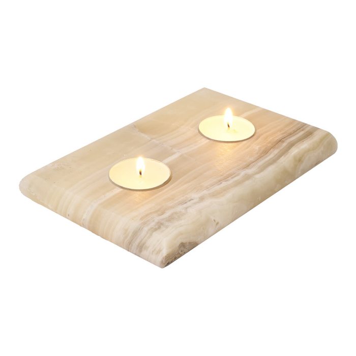 Grey Onyx Rectangular Tealight Holder, 2 Holes