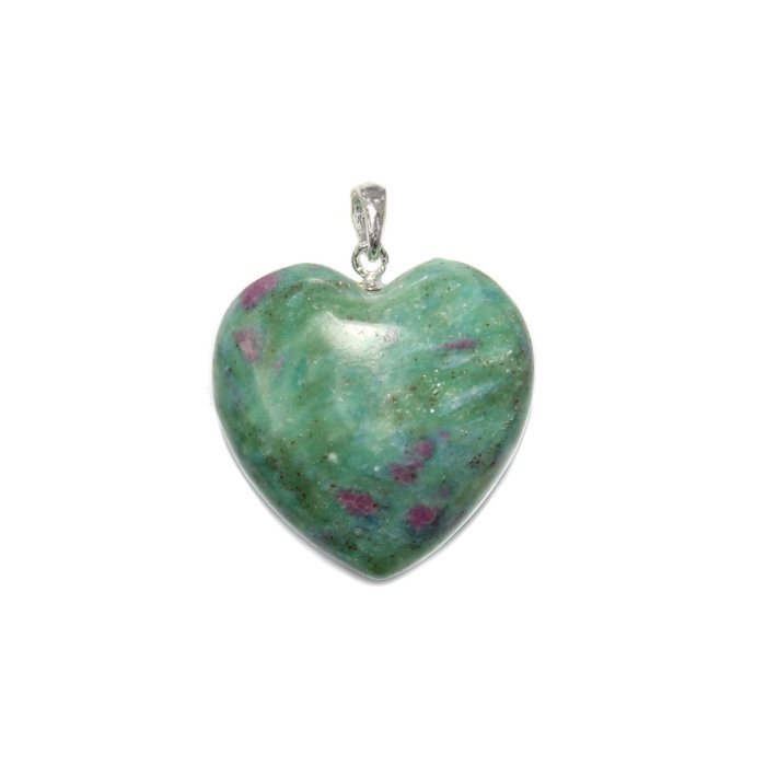 Ruby Fuchsite Heart Pendant - Sterling Silver