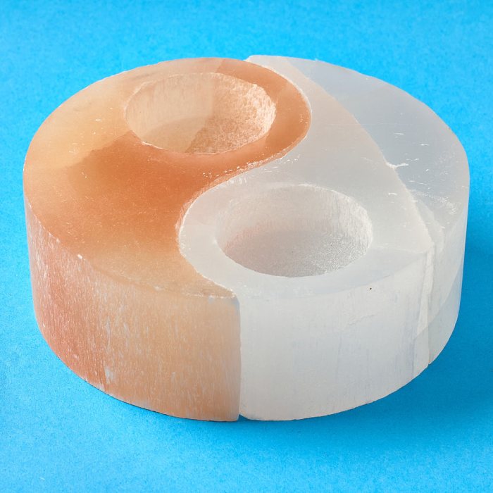 Selenite Ying & Yang Tealight Holder