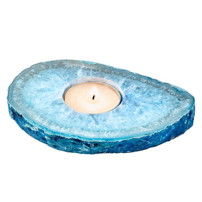 Blue Agate Slab Tealight Holder
