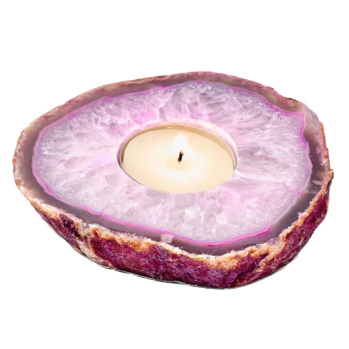 Pink Agate Slab Tealight Holder