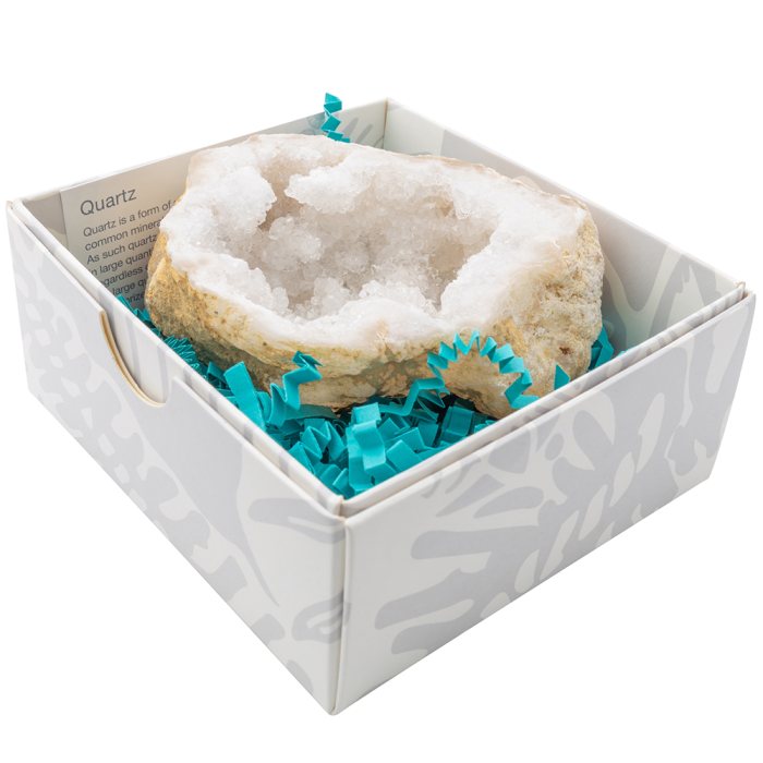 White Quartz Geode in Gift Box with ID Card