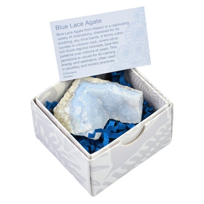 Rough Blue Lace Agate Box with ID Card