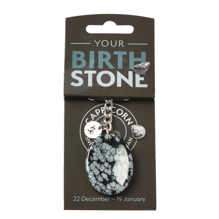 Birthstone Keyring - Capricorn - Snowflake Obsidian
