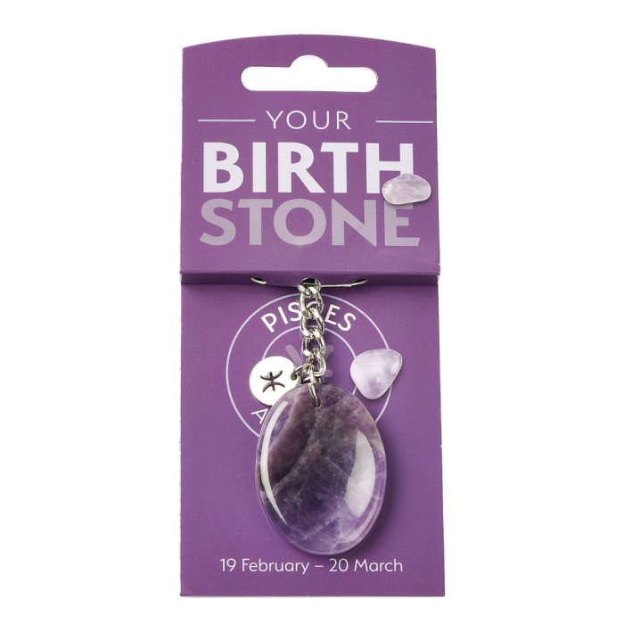 Birthstone Keyring - Pisces - Amethyst