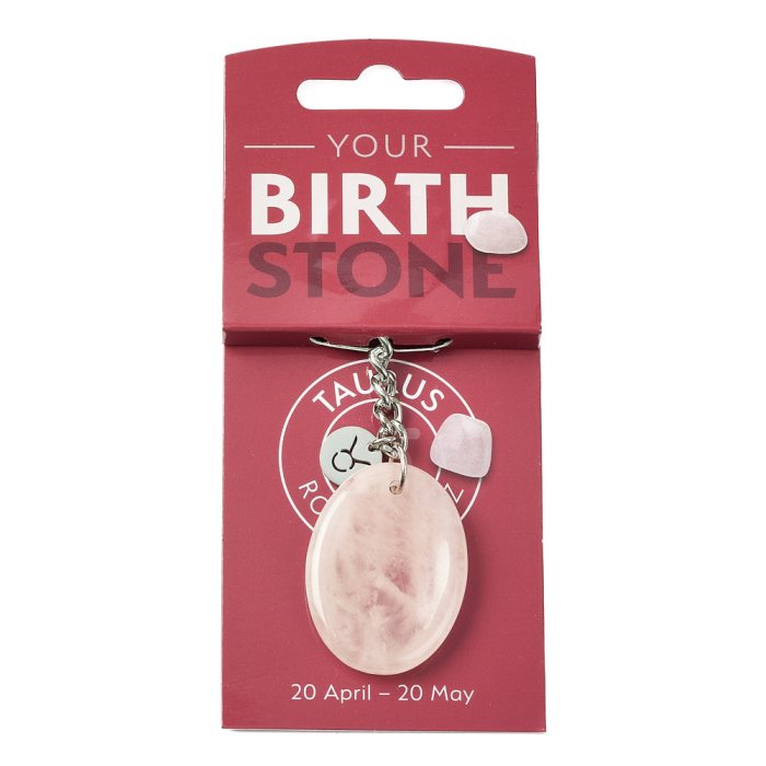 Birthstone Keyring - Taurus - Rose Quartz