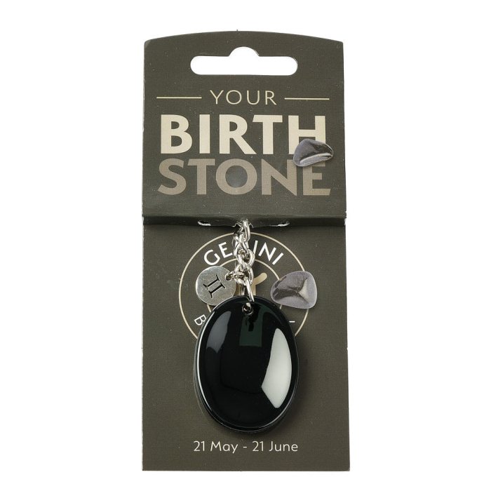 Birthstone Keyring - Gemini - Black Onyx