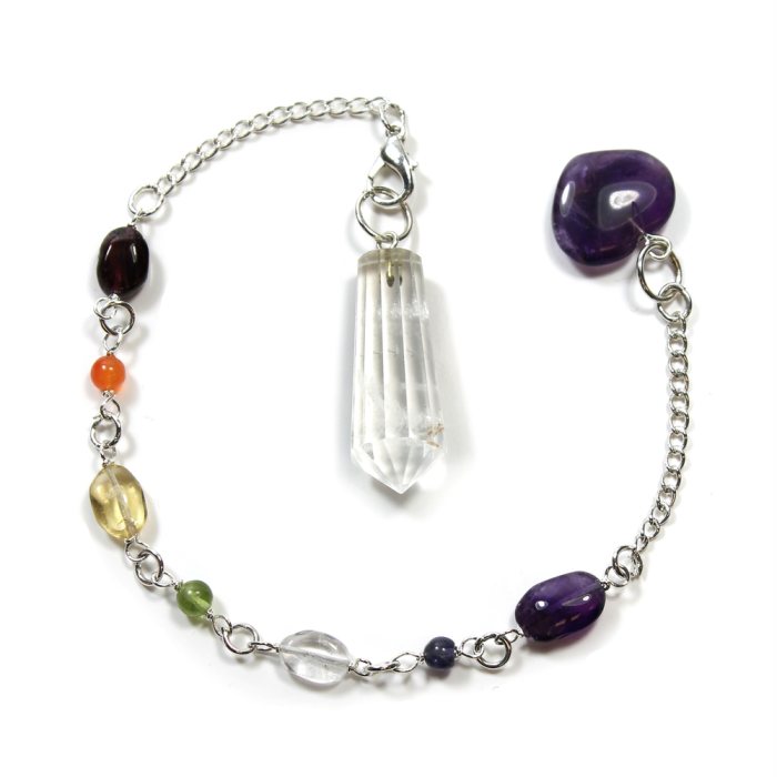 Rock Crystal 12 sided pendulum/chakra bracelet combination