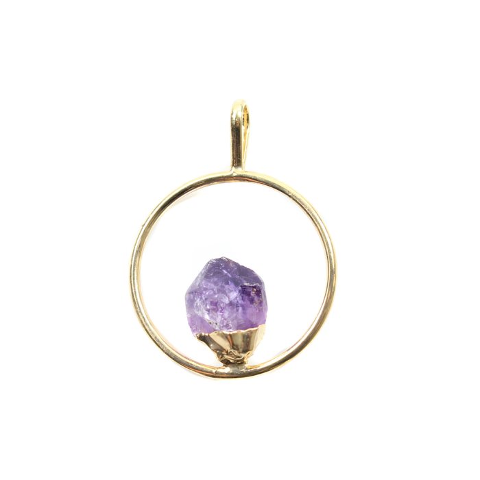 Pendant Ring With Amethyst Point Gold Plated