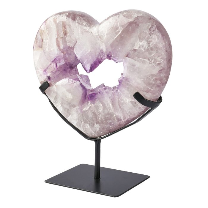 Amethyst Polished Crystal Heart with Metal Stand - 2.8kg
