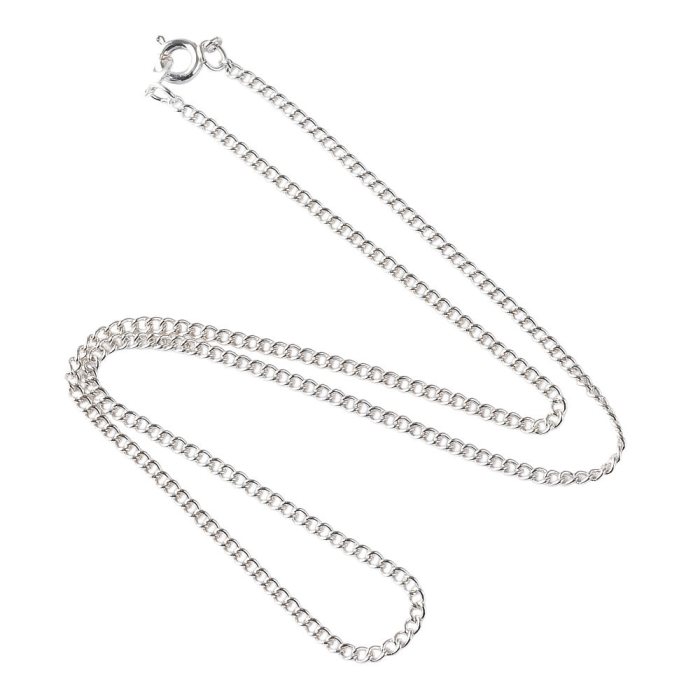 18" Medium Curb Chain, Silver Plated
